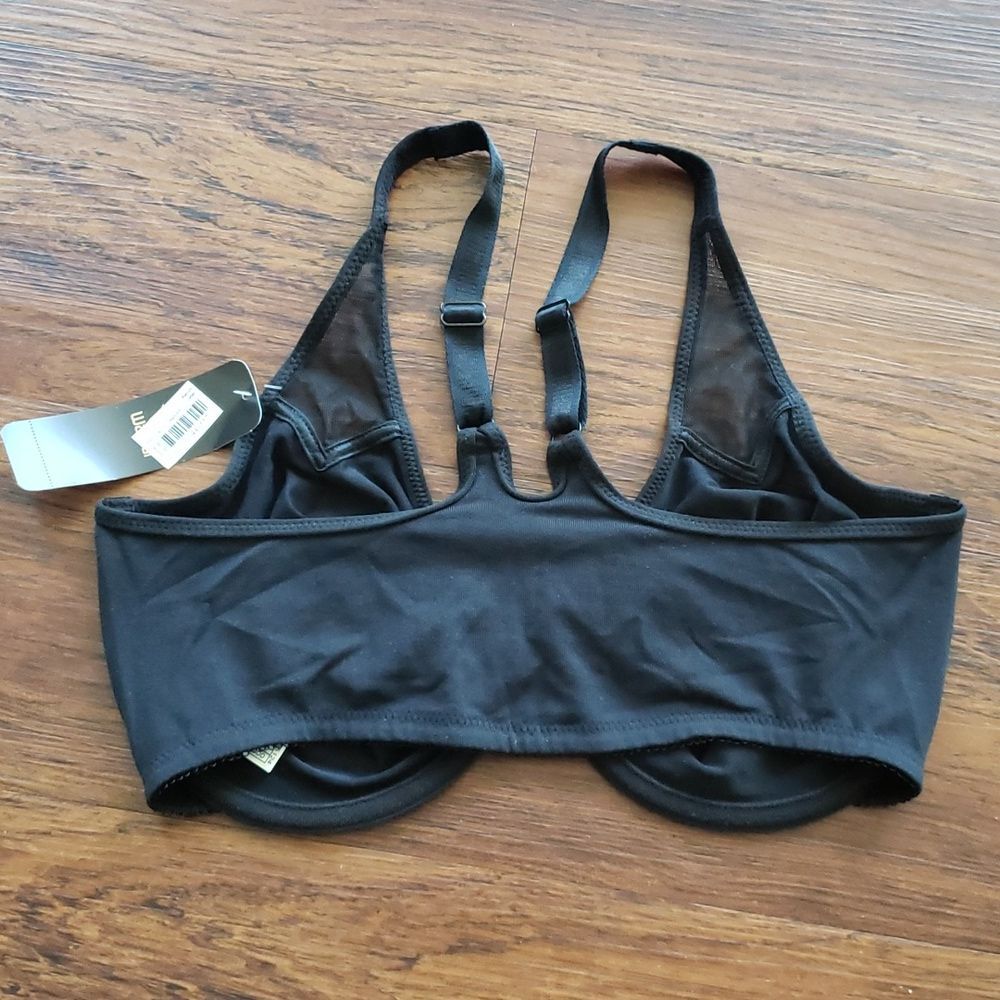 Wacoal Black Front Clasp Bra Size 36DD New Chic Edgy Feminine Dainty Whimsigoth - Picture 3 of 4